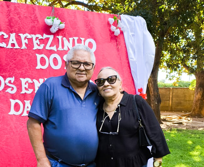 Tesoureiro João Batista e sua esposa Maria do Socorro Nascimento no Cafezinho dos aposentados em 18.05.24. Foto Divulgação
